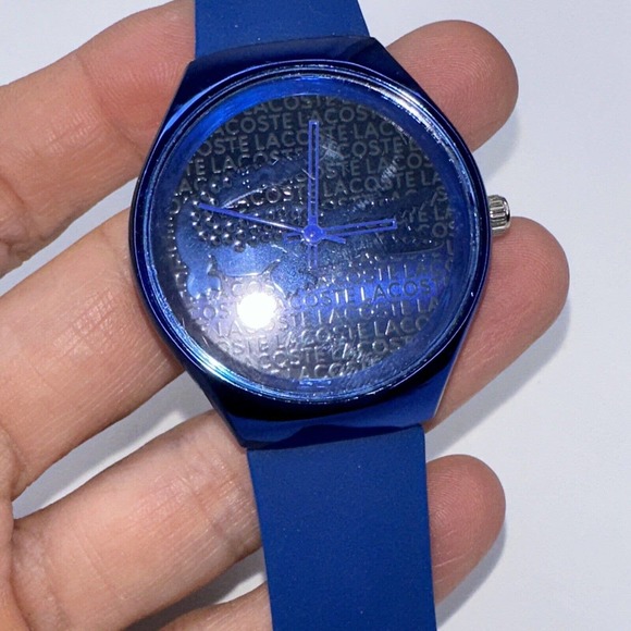 Lacoste Blue Teal Watch Rubber Band Quartz Gator Face Mens main image 6